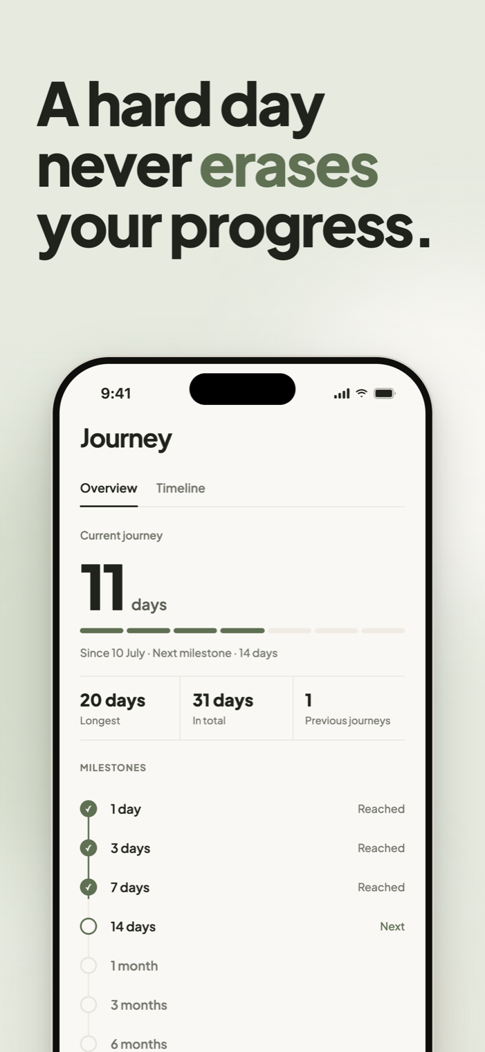 Journey: 11 days, milestones reached at 1, 3 and 7 days